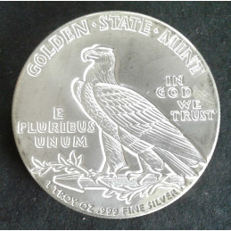 1 Oz Golden State Mint Incuse Indian Reverse