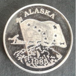 1985 1 Oz Johnson Matthey Alaska Anniversary Obverse