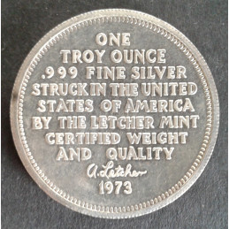 1973 1 Oz Letcher Mint Eagle Reverse