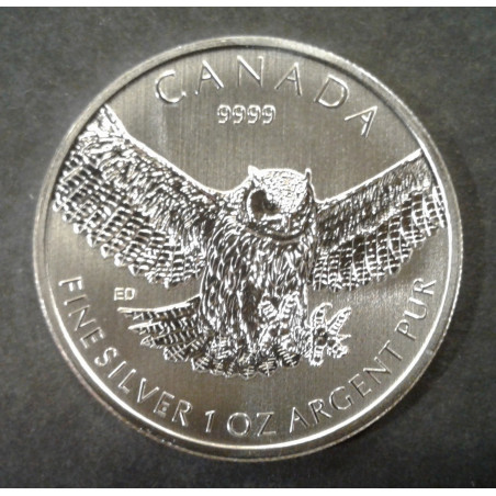 2015 1 Oz Canada Birds of Prey Great Horned Owl Obverse