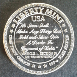 1985 1 Oz Liberty Mint Statue of Liberty Reverse