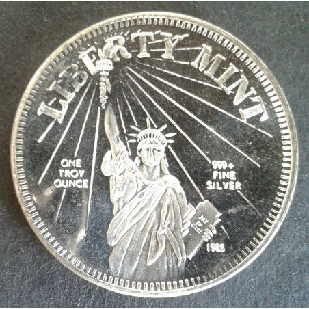 1985 1 Oz Liberty Mint Statue of Liberty Silver Round