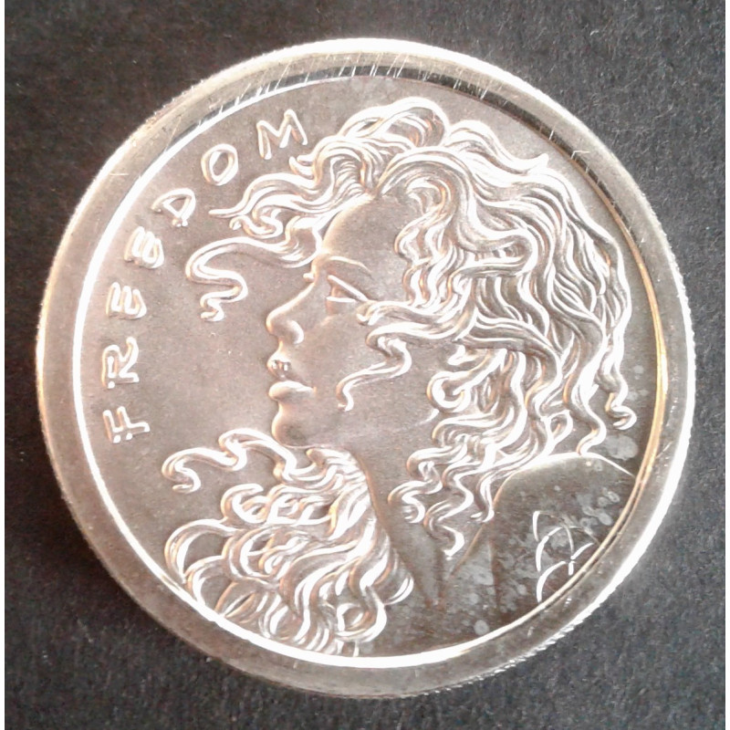 2013 1 Oz AOCS Silver Bullet Silver Shield Freedom Obverse