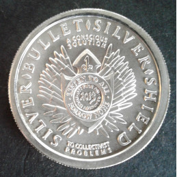 2013 1 Oz AOCS Silver Bullet Silver Shield Freedom Reverse