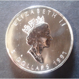 1991 1 Oz Canada Maple Leaf Obverse