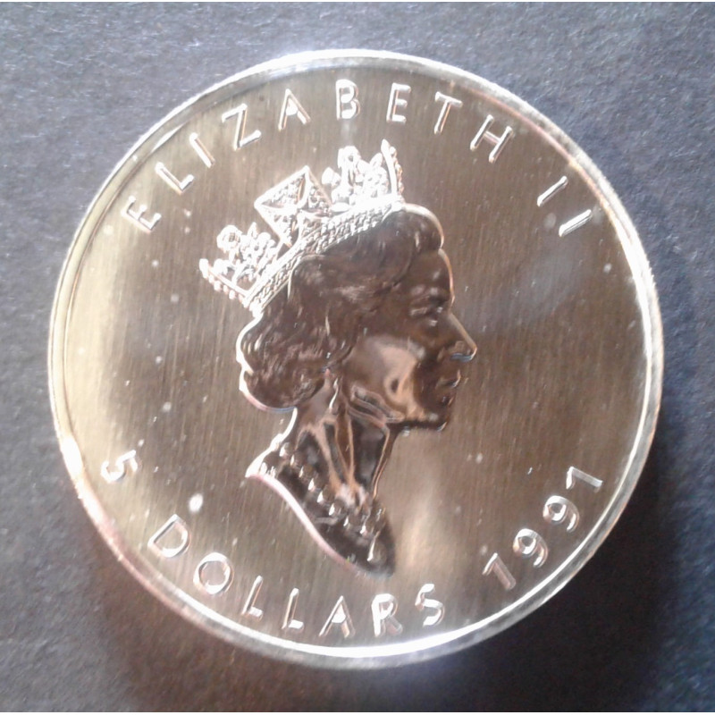 1991 1 Oz Canada Maple Leaf Obverse