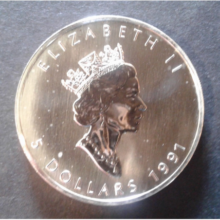 1991 1 Oz Canada Maple Leaf Obverse