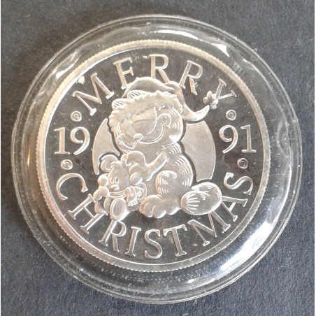 1991 1 Oz SilverTowne Garfield Christmas Obverse