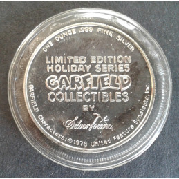 1991 1 Oz SilverTowne Garfield Christmas Reverse