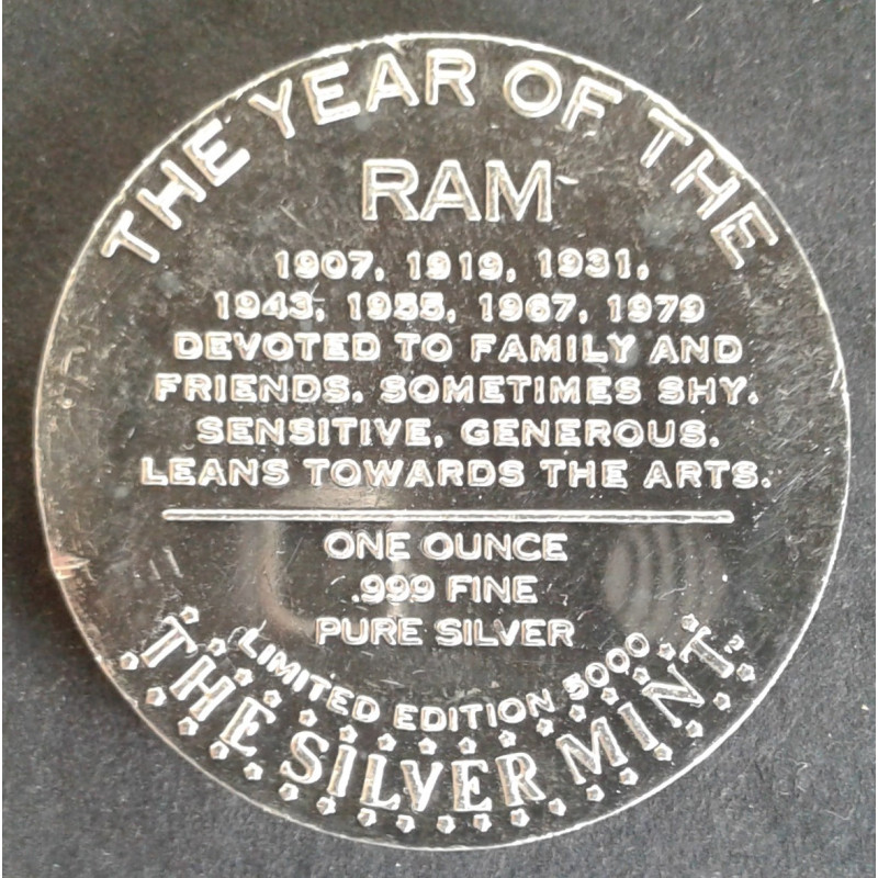 1970's 1 Oz Silver Mint Lunar [Ram] Reverse