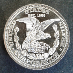 1974 1 Oz US Silver Corp Eagle/Globe Obverse