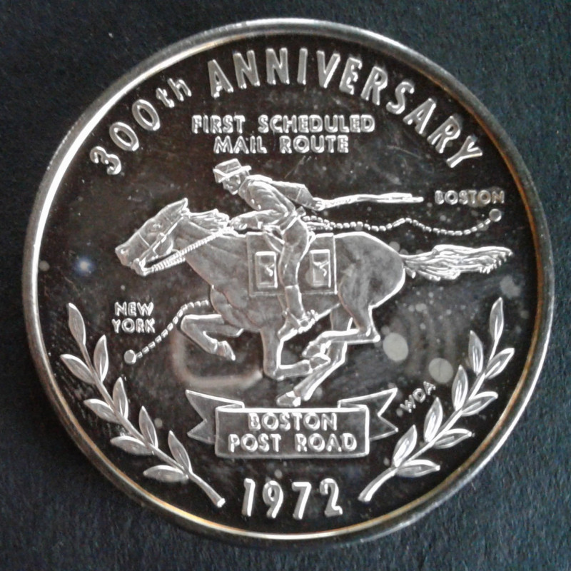 1972 1 Oz USPS Boston Post Road Obverse