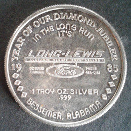1985 1 Oz Coin Castle Morgan Long Lewis Ford Reverse