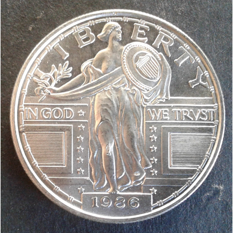 1986 1 Oz Standing Liberty Quarter Replica Obverse