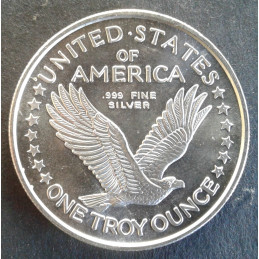 1986 1 Oz Standing Liberty Quarter Replica Reverse