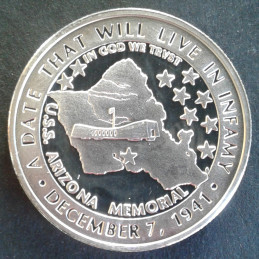1991 1 Oz Pearl Harbor Commemorative Reverse
