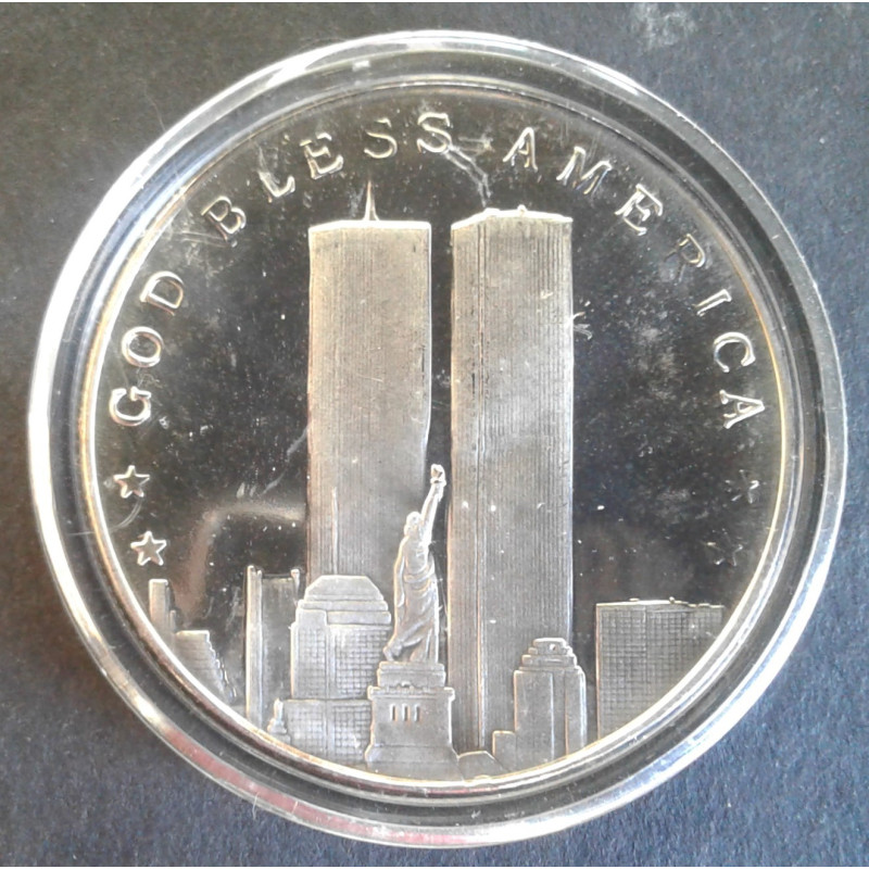 2001 1 Oz Highland Mint 9/11 Twin Towers Obverse