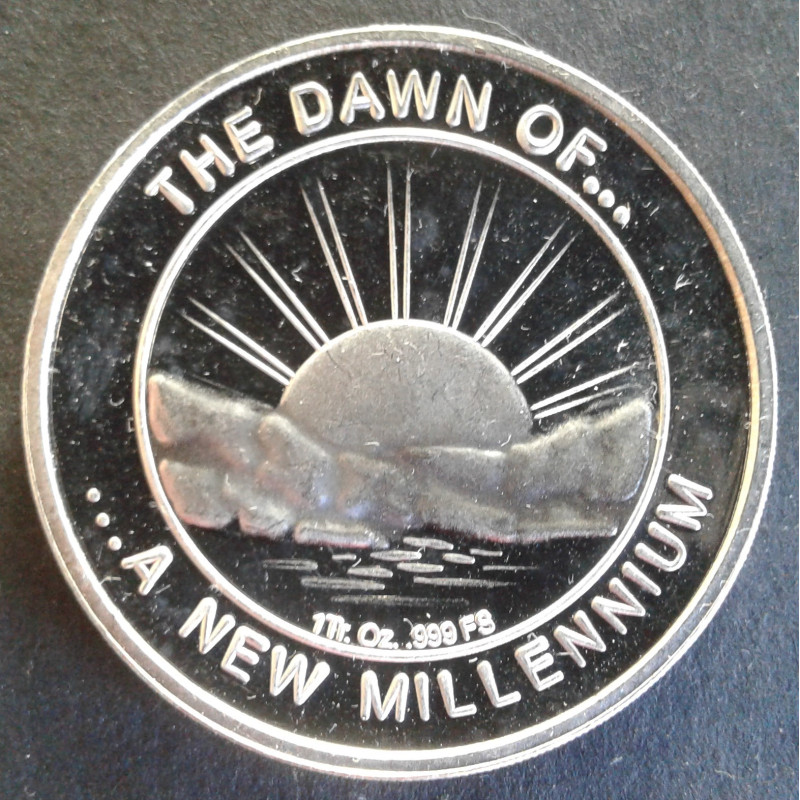 2000 SilverTowne 1 Oz Dawn of the New Millennium Obverse