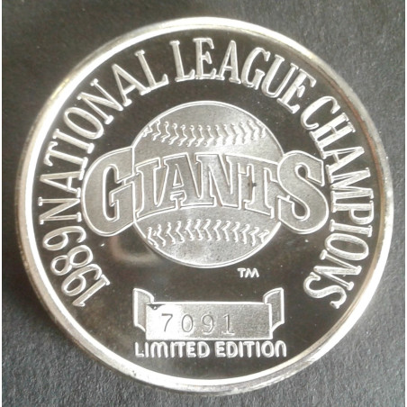 1989 1 Oz Giants National League Champions Reverse