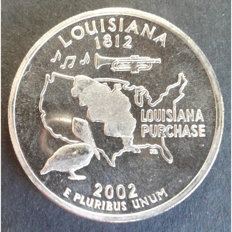 2002 1 Oz Louisiana State Quarter Replica Reverse