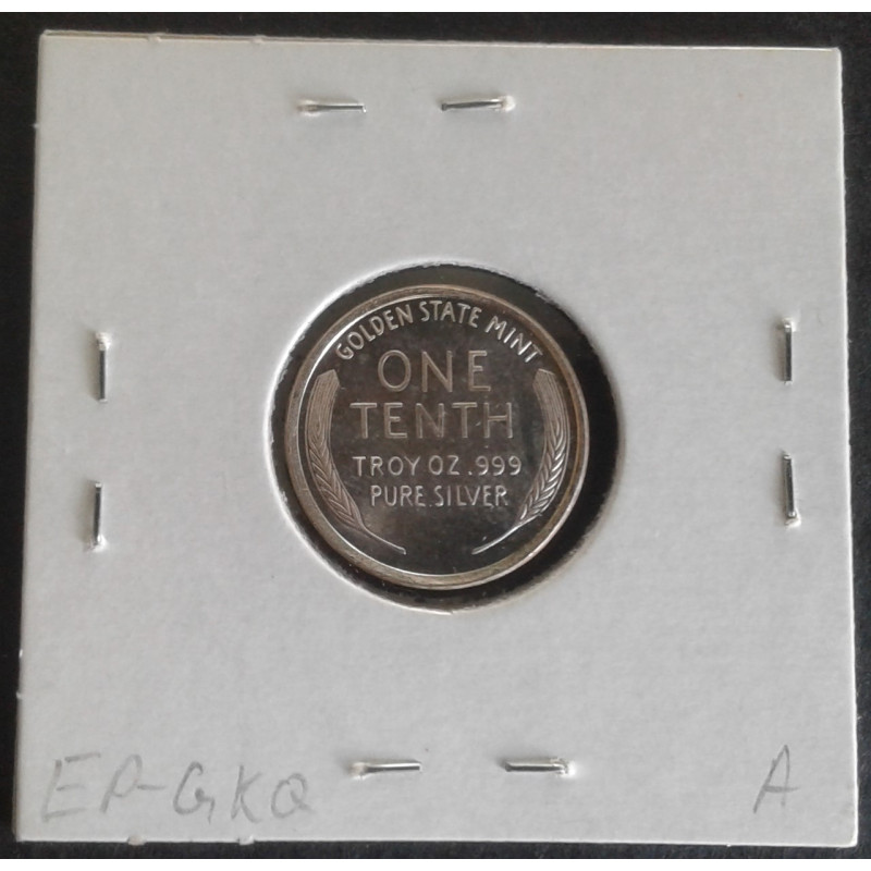 1/10 Oz Golden State Mint Indian Wheat Cent Replica Reverse