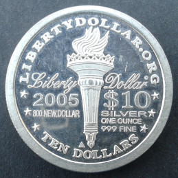 2005 1 Oz NorFed Liberty Dollar $10 Type 1 Reverse