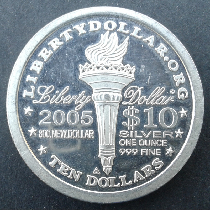 2005 1 Oz NorFed Liberty Dollar $10 Type 1 Silver Round