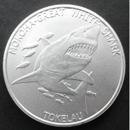 2015 1 Oz Tokelau Ocean Great White Shark Obverse