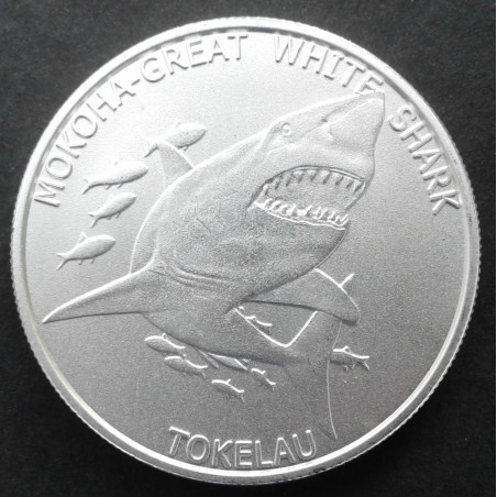 2015 1 Oz Tokelau Ocean Great White Shark Obverse