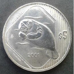 2001 1 Oz Mexican Endangered Species Manatee Obverse