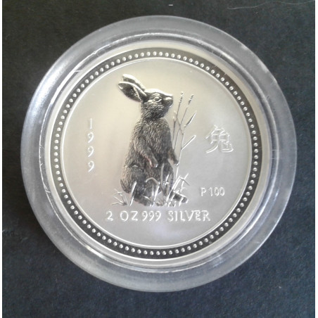 1999 2 Oz Australian Lunar Series 1 [Rabbit] Obverse