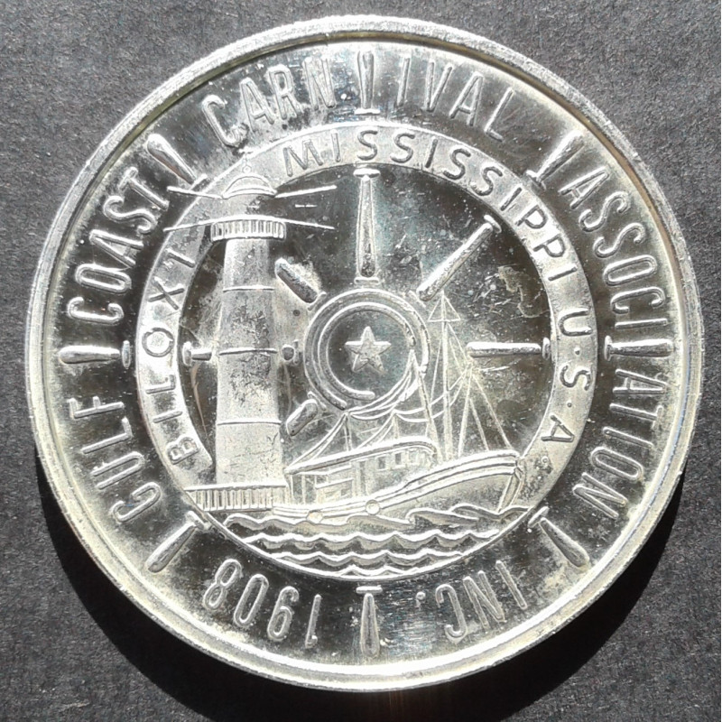 1983 1 Oz Gulf Coast Carnival Association Doubloon Reverse