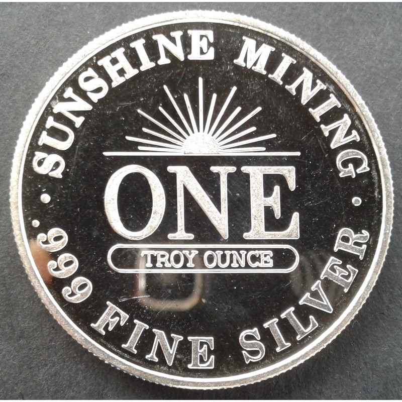 1983 1 Oz Sunshine Mint Coeur D'Alene Silver Round