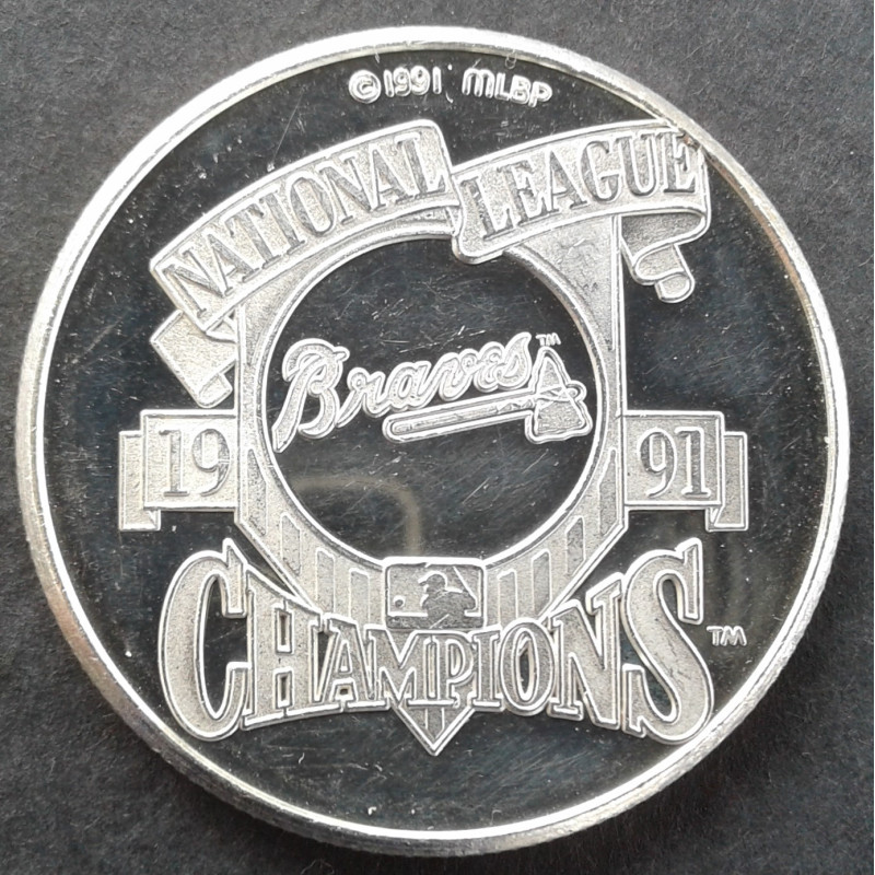 1991 1 Oz Enviromint Braves NL Champions Obverse