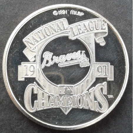 1991 1 Oz Enviromint Braves NL Champions Obverse