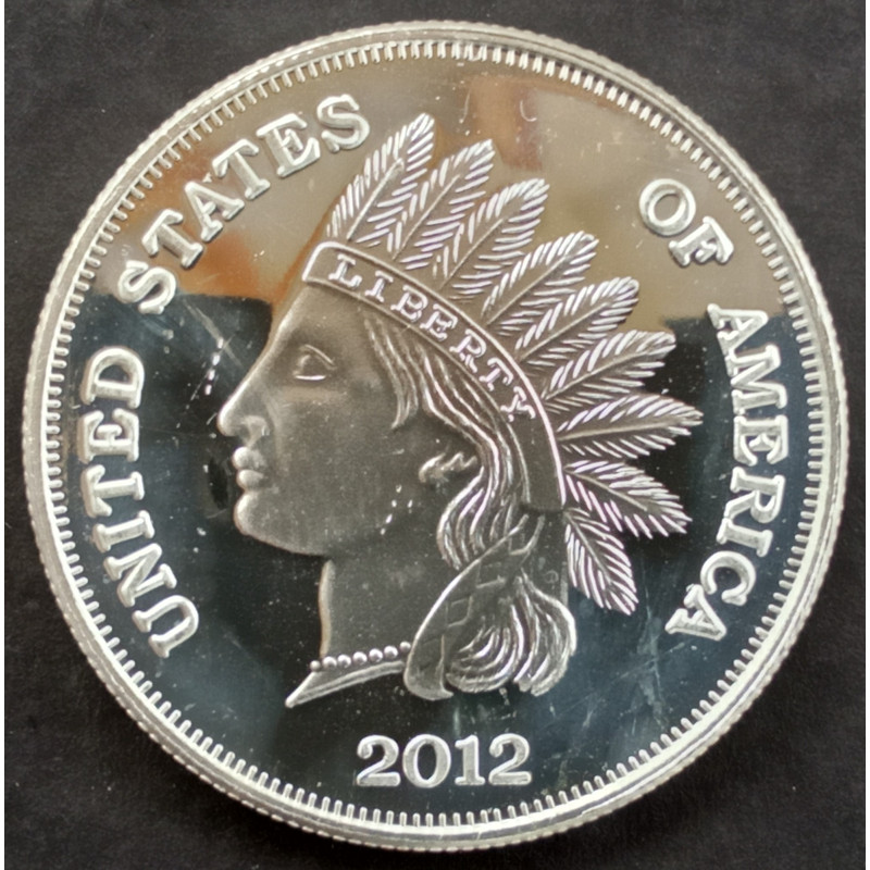 2012 1 Oz SilverTowne Indian Head Cent Obverse