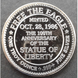 1986 1 Oz Liberty Mint Light of Liberty Reverse