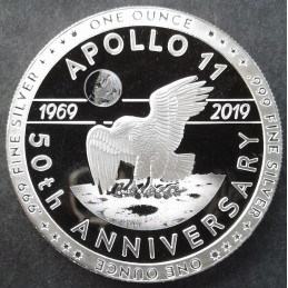 2019 1 Oz North American Mint Apollo 11 Splash Down Reverse