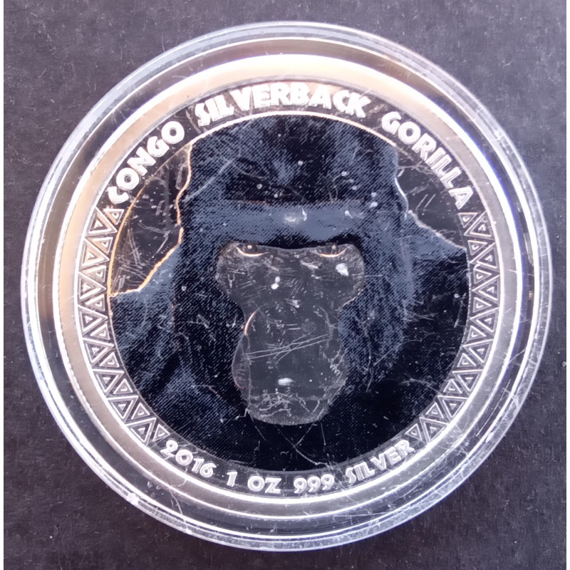 2016 1 Oz Congo Gorilla Colorized Obverse
