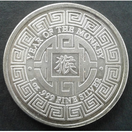 2016 1 Oz Elemetal Lunar Year of the Monkey Reverse