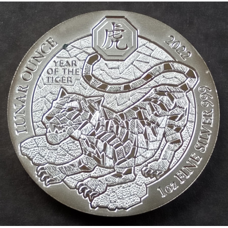 2022 1 Oz Rwanda Lunar Tiger Reverse