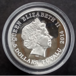 2014 5 Oz Tuvalu Bald Eagle High Relief Obverse