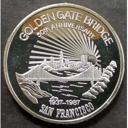 1987 1 Oz Golden Gate Bridge 50th Anniversary Obverse
