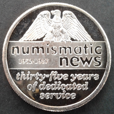 1987 1 Oz Numismatic News 35th Anniversary Obverse