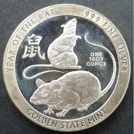 2020 1 Oz Golden State Mint Lunar Rat Obverse