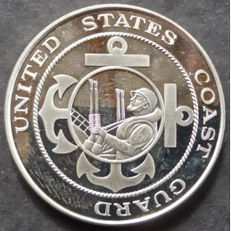 1 Oz Coast Guard/Eagle/Bell Round Obverse