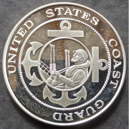 1 Oz Coast Guard/Eagle/Bell Round Obverse