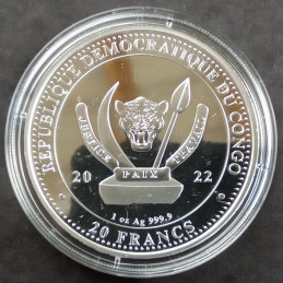 2022 1 Oz Congo DR Wildlife Bear Reverse