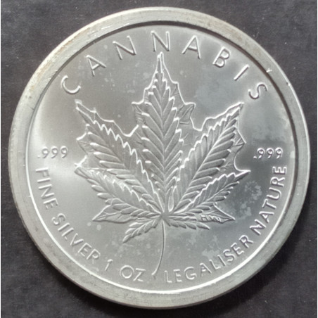 2019 1 Oz AOCS Silver Bullet Silver Shield Cannabis Obverse