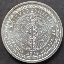 2019 1 Oz AOCS Silver Bullet Silver Shield Cannabis Reverse